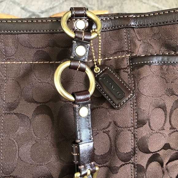 Coach 11239 Brown Signature Shoulder Tote Bag - Picture 4 of 8